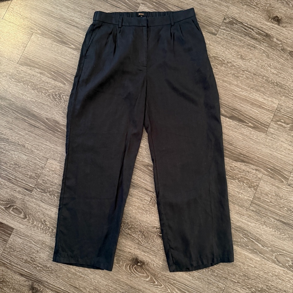 Quince Black Wide-Leg Cropped Pants